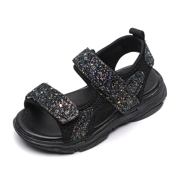 Details about   Black Color Rhinestones Casual Slingback Youth Girls Kids Sandals Shoes Size 3
